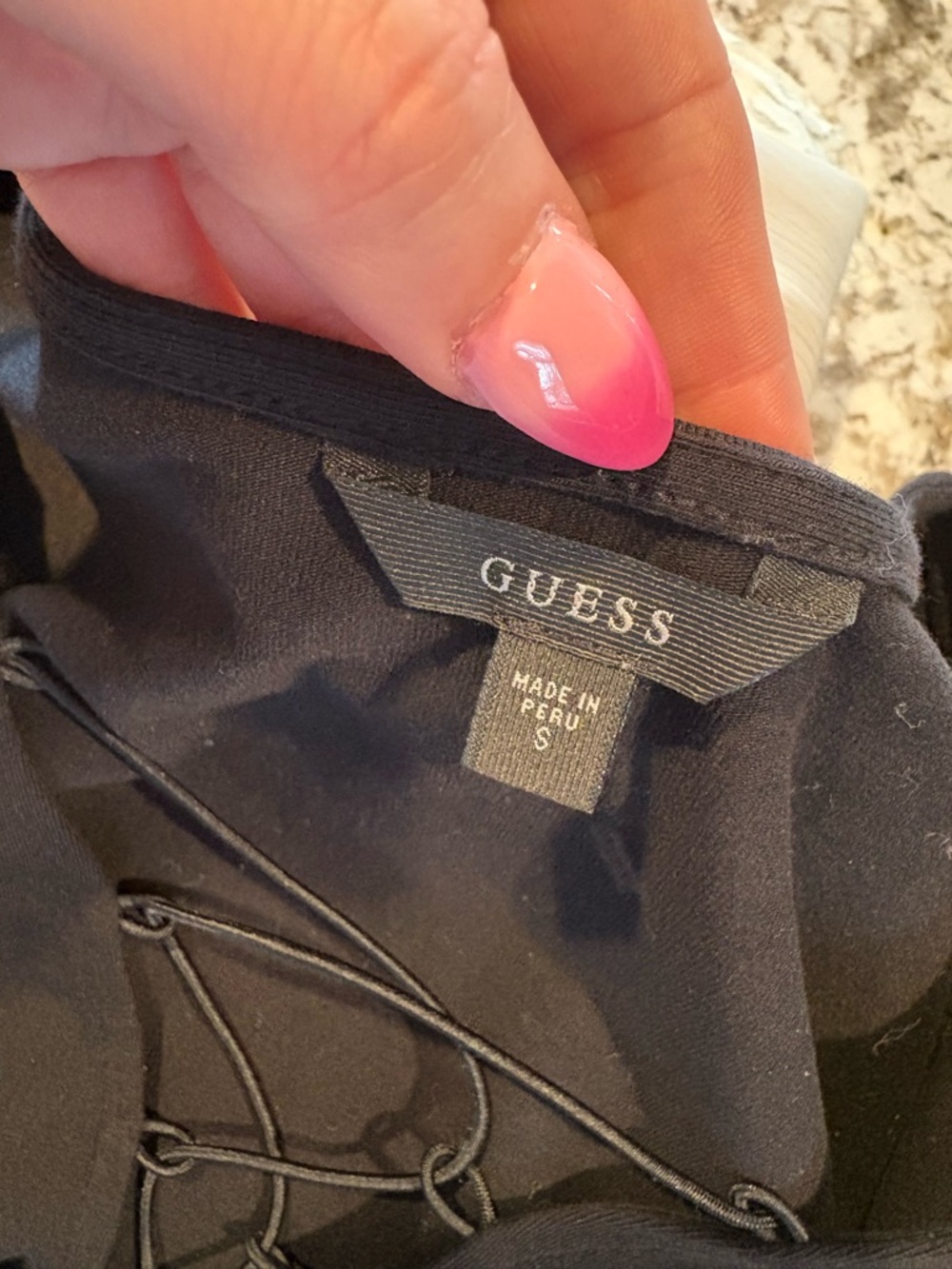 Guess Black Long-Sleeve V-Neck Lace-Up Bodysuit - Picture 4 of 5